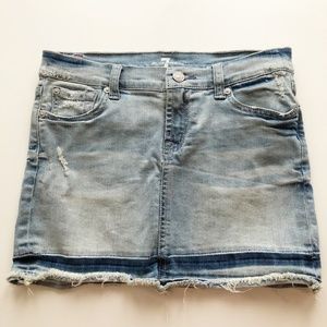 7FAM Denim Jean Skirt Frayed Hem Sz 12